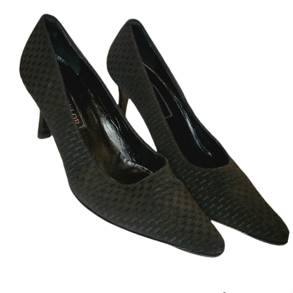 WOMENS Ann Taylor Made in Italy BLACK TEXTILE HEEL PUMPS